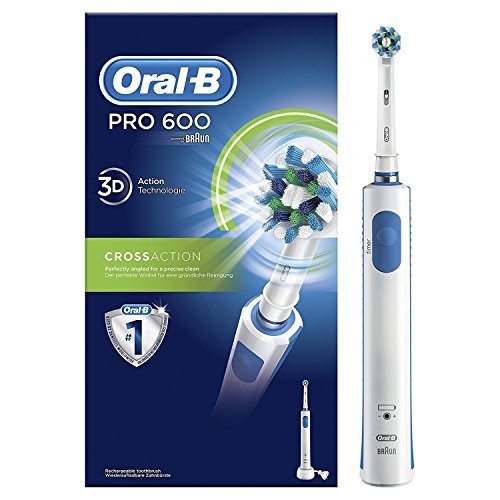 Oral B Pro 600 Cross Action Electric Rechargeable Toothbrush for adults , Blue & White