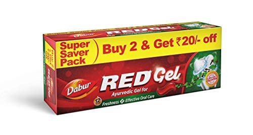 Dabur Red Gel Ayurvedic Toothpaste - 300g (150g x 2, Pack of 2) | Reduction in Bad Breath, Plaque & Gingivitis | Freshness with Protection | For Healthy Gums & Effective Dental Care