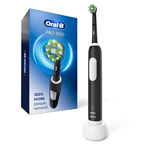 Oral-B Black Pro 1000 Power Rechargeable Electric Toothbrush For Adults Powered By Braun,Pack Of 1